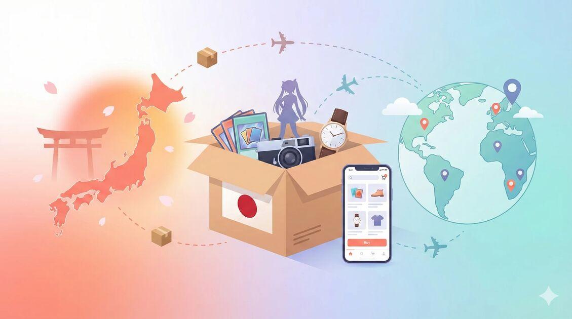 海外代行購入バイヤー - 日本から世界へ商品が届くイメージ